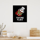 Thyme Flies Funny Herb Pun Dark BG Poster (Keuken)