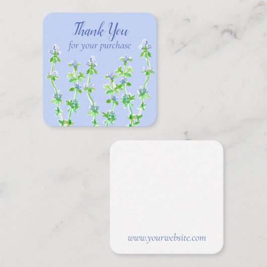 Thyme Herb Flowers Bedankt voor je aankoop Vierkante Visitekaartje (Voorkant / Achterkant)