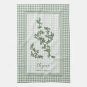 Thyme Herb Kitchen Towel – Green Gingham Border Theedoek (Verticaal)
