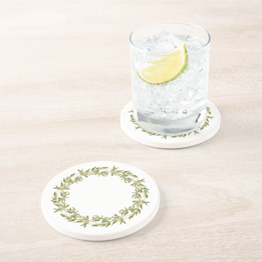 THYME KRANS rond zandsteen Onderzetter (Zijkant)