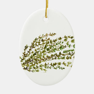 Thyme kruiden waterverf keukenkunst keramisch ornament
