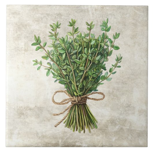 Thyme Rustic Herbs Spices Faux Ceramic Tile Tegeltje (Voorkant)