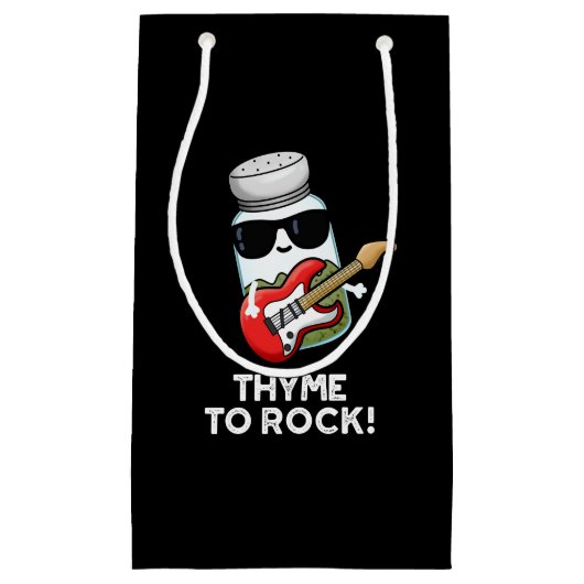 Thyme to Rock Funny Herb Pun Dark BG Klein Cadeauzakje (Voorkant)
