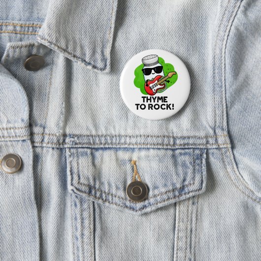Thyme to Rock Funny Herb Pun Ronde Button 5,7 Cm (In situ)