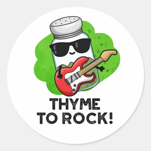 Thyme to Rock Funny Herb Pun Ronde Sticker (Voorkant)