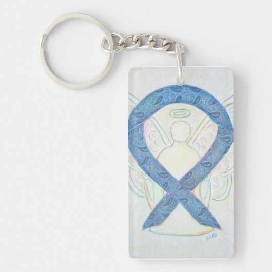Thyroid Awareness Ribbon Angel Key chain Sleutelhanger (Voorkant)