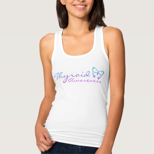 Thyroid Awareness White Racerback Tanktop (Voorkant)