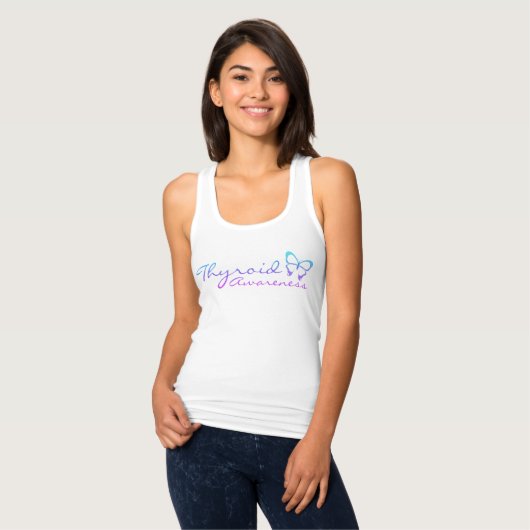 Thyroid Awareness White Racerback Tanktop (Volledige Voorkant)