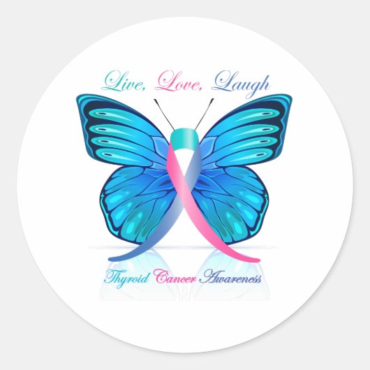 Thyroid Butterfly - Live Love Laugh Ronde Sticker (Voorkant)