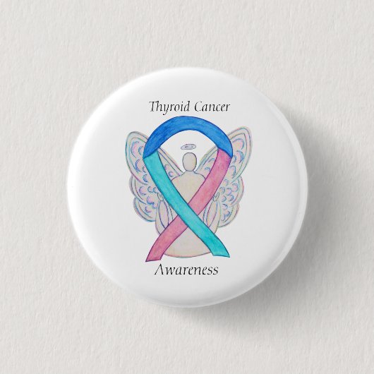 Thyroid Cancer Angel Awareness Ribbon Pins Ronde Button 3,2 Cm (Voorkant)