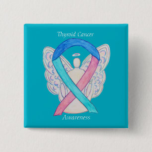 Thyroid Cancer Angel Awareness Ribbon Pins Vierkante Button 5,1 Cm