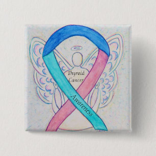 Thyroid Cancer Angel Awareness Ribbon Pins Vierkante Button 5,1 Cm