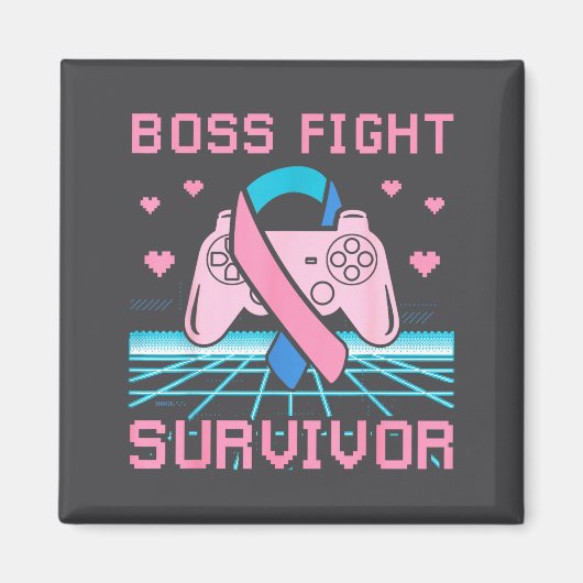 Thyroid Cancer Awareness Boss Fight Survivor Gamer Magneet (Voorkant)