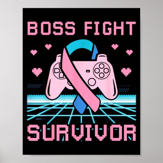 Thyroid Cancer Awareness Boss Fight Survivor Gamer Poster (Voorkant)