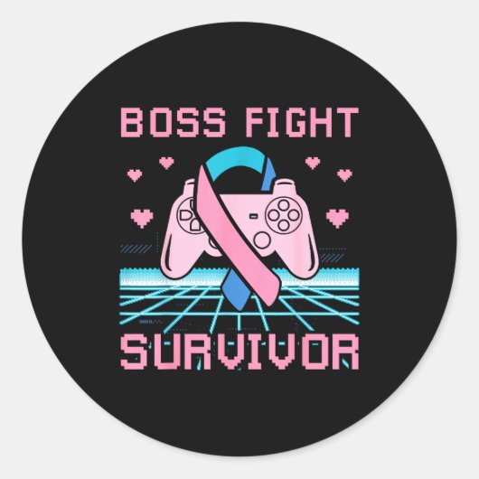 Thyroid Cancer Awareness Boss Fight Survivor Gamer Ronde Sticker (Voorkant)