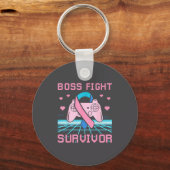 Thyroid Cancer Awareness Boss Fight Survivor Gamer Sleutelhanger (Voorkant)