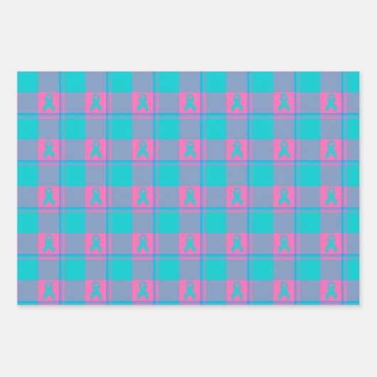 Thyroid Cancer Awareness Plaid Teal Ribbon Inpakpapier Vel (Voorkant 2)