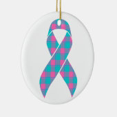 Thyroid Cancer Awareness Plaid Teal Ribbon Keramisch Ornament (Rechts)