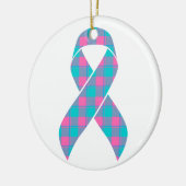 Thyroid Cancer Awareness Plaid Teal Ribbon Keramisch Ornament (Links)