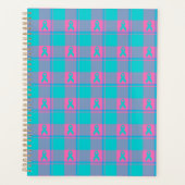 Thyroid Cancer Awareness Plaid Teal Ribbon Planner (Voorkant)