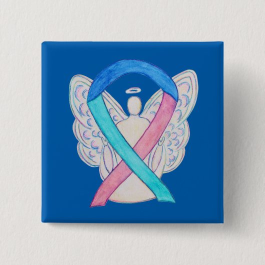 Thyroid Cancer Awareness Ribbon Angel Button Pins (Voorkant)