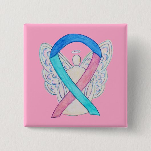 Thyroid Cancer Awareness Ribbon Angel Button Pins (Voorkant)