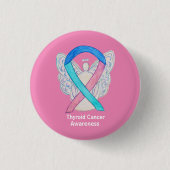Thyroid Cancer Awareness Ribbon Angel Button Pins (Voorkant)
