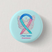 Thyroid Cancer Awareness Ribbon Angel Button Pins (Voorkant)