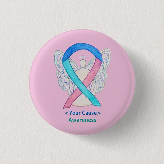 Thyroid Cancer Awareness Ribbon Angel Button Pins (Voorkant)