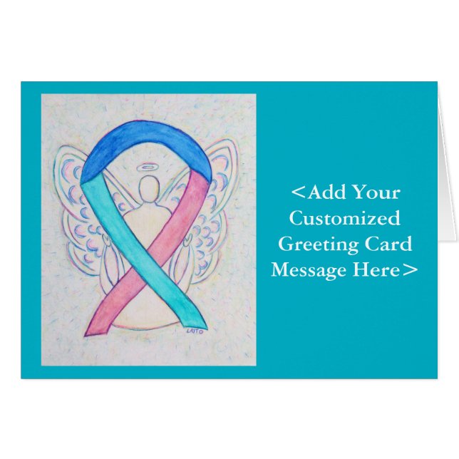 Thyroid Cancer Awareness Ribbon Angel-kaarten (Voorkant Horizontaal)