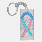 Thyroid Cancer Awareness Ribbon Angel Key chain Sleutelhanger (Voorkant Links)