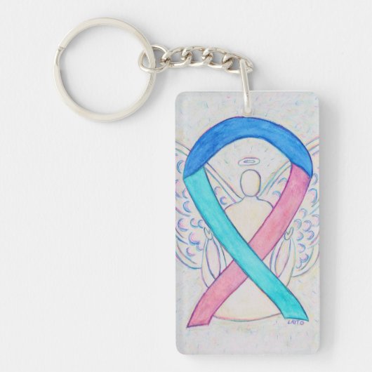 Thyroid Cancer Awareness Ribbon Angel Key chain Sleutelhanger (Voorkant)