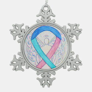 Thyroid Cancer Awareness Ribbon Angel Ornament