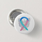 Thyroïd Cancer Awareness Ribbon Angel Pin Buttonne Ronde Button 3,2 Cm (Voorkant /achterkant)