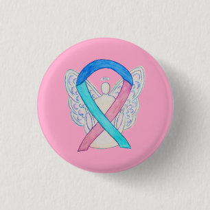 Thyroïd Cancer Awareness Ribbon Angel Pin Buttonne Ronde Button 3,2 Cm