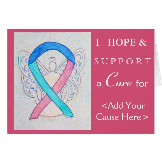 Thyroid Cancer Awareness Ribbon Art Wenskaarten (Voorkant Horizontaal)