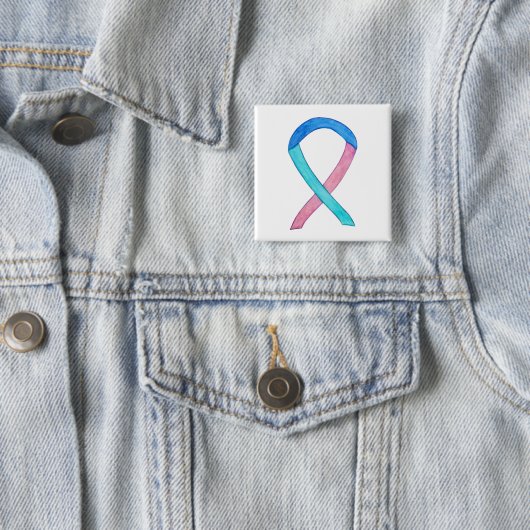 Thyroid Cancer Awareness Ribbon Custom Button Pins (In situ)