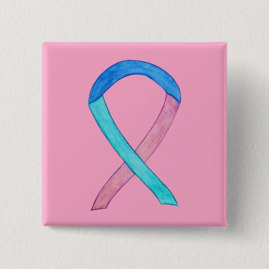 Thyroid Cancer Awareness Ribbon Custom Button Pins (Voorkant)