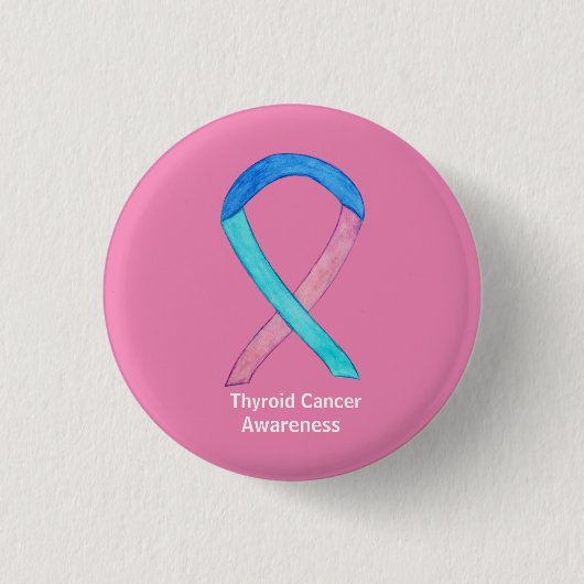 Thyroid Cancer Awareness Ribbon Custom Button Pins (Voorkant)