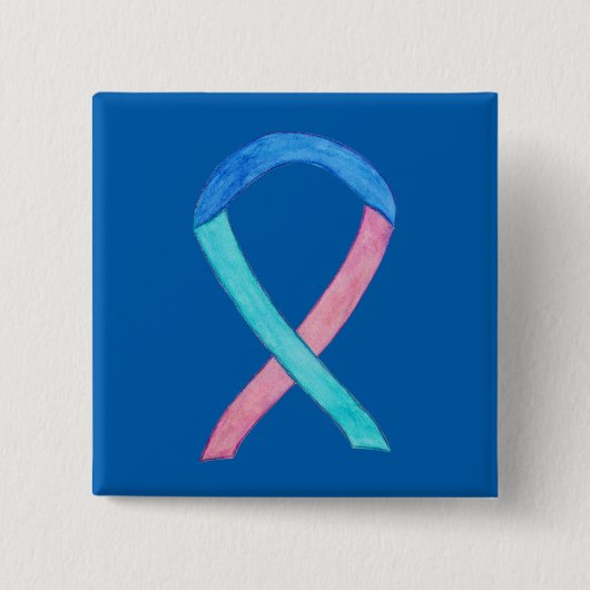Thyroid Cancer Awareness Ribbon Custom Button Pins (Voorkant)