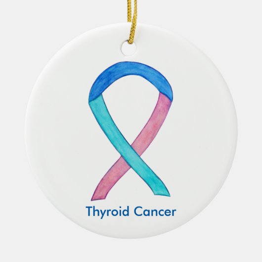 Thyroid Cancer Awareness Ribbon Holiday Ornamenten (Voorkant)