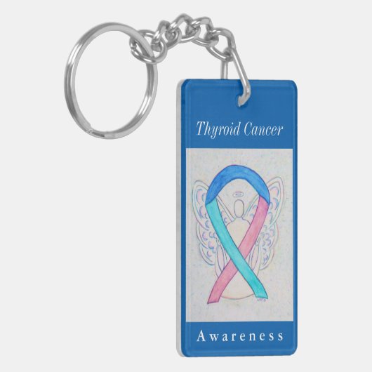 Thyroïd Cancer Awareness Ribbon Sleutelhanger (Voorkant Links)