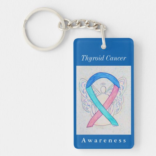 Thyroïd Cancer Awareness Ribbon Sleutelhanger (Voorkant)