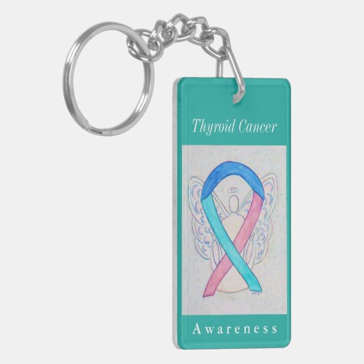 Thyroïd Cancer Awareness Ribbon Sleutelhanger (Voorkant Links)
