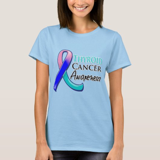 Thyroid Cancer Awareness Ribbon T-shirt (Voorkant)
