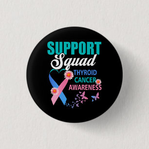 Thyroid Cancer Awareness Support Squad Roze Blauw  Ronde Button 3,2 Cm