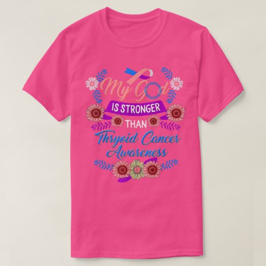 Thyroid Cancer Bewustheid Mijn God is sterker Sunf T-shirt (Design voorkant)