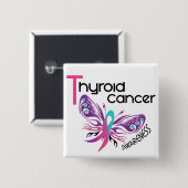Thyroïd Cancer BUTTERFLY 3.1 Vierkante Button 5,1 Cm (Voorkant /achterkant)