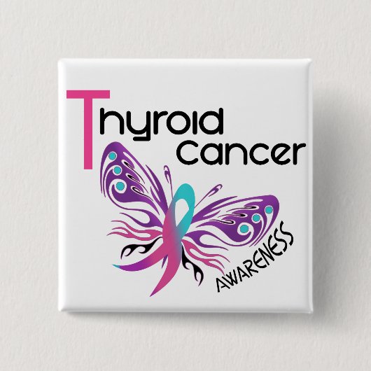 Thyroïd Cancer BUTTERFLY 3.1 Vierkante Button 5,1 Cm (Voorkant)