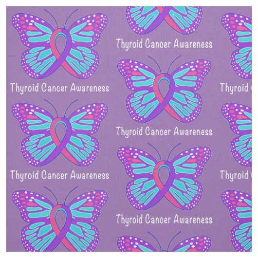 Thyroid Cancer Butterfly Awareness Ribbon Stof (Swatch)